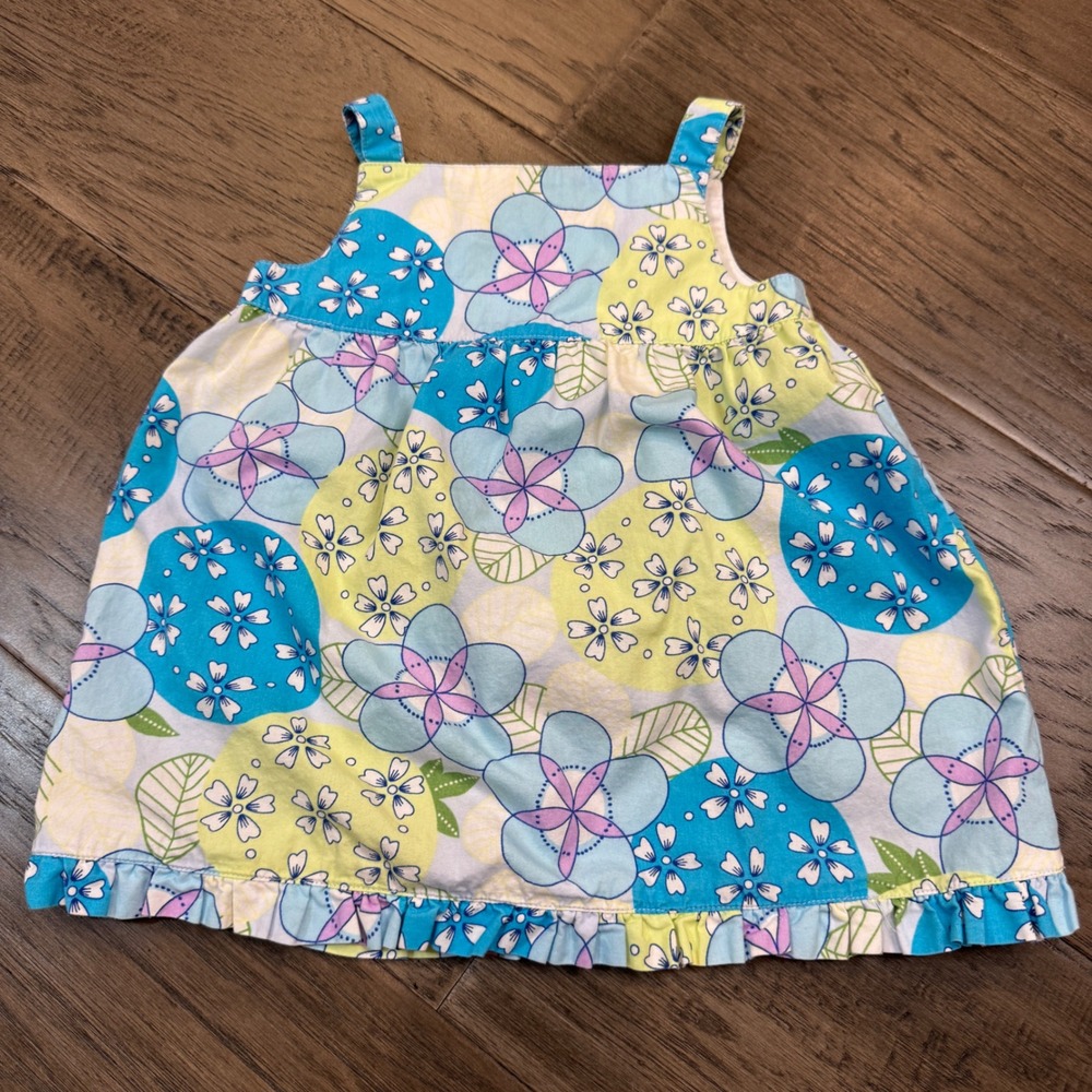 Hanna Andersson Sundress Floral Cotton Summer Dress Sleeveless Size 70